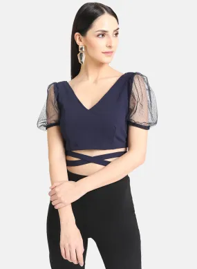 Net Sleeve Top with Belts