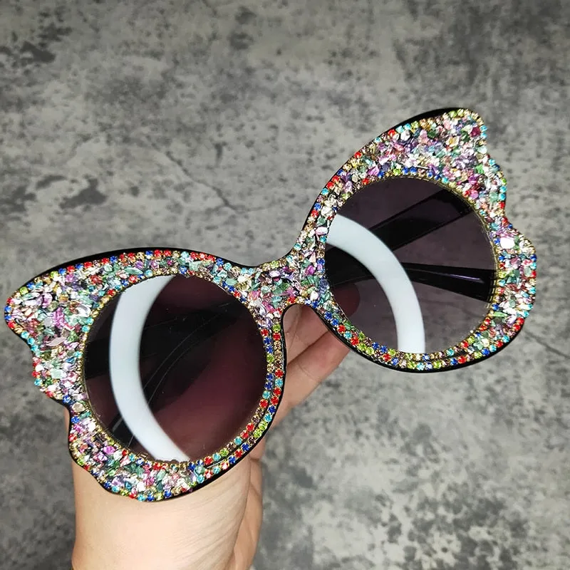 UV400 Butterfly Bling Crystal Diamond Stone Sunglasses