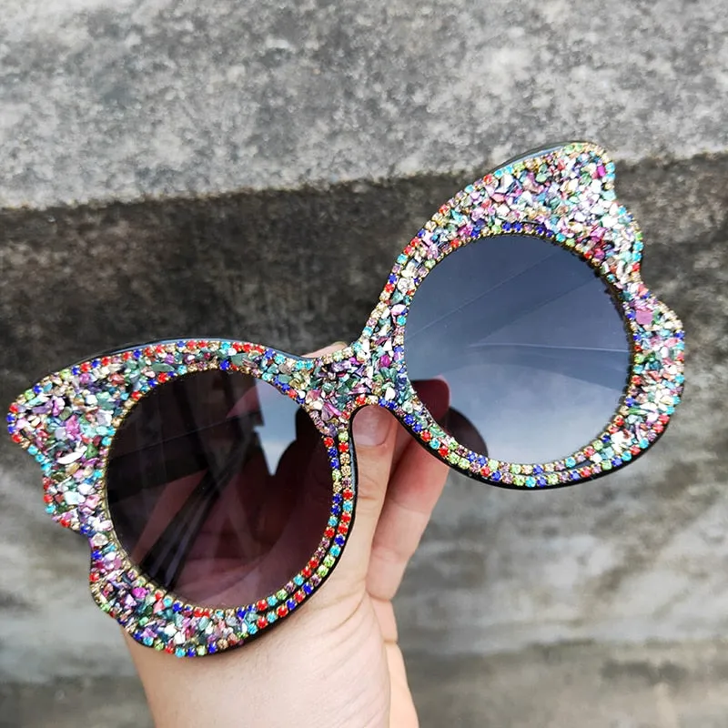 UV400 Butterfly Bling Crystal Diamond Stone Sunglasses