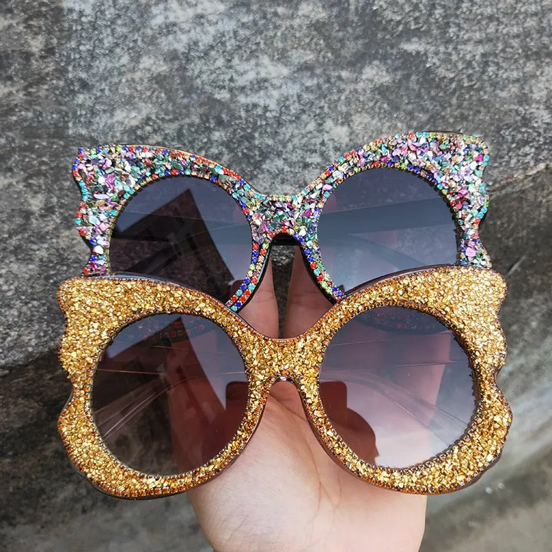 UV400 Butterfly Bling Crystal Diamond Stone Sunglasses