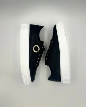 Navy Low-Top Sneakers with Gold Ring