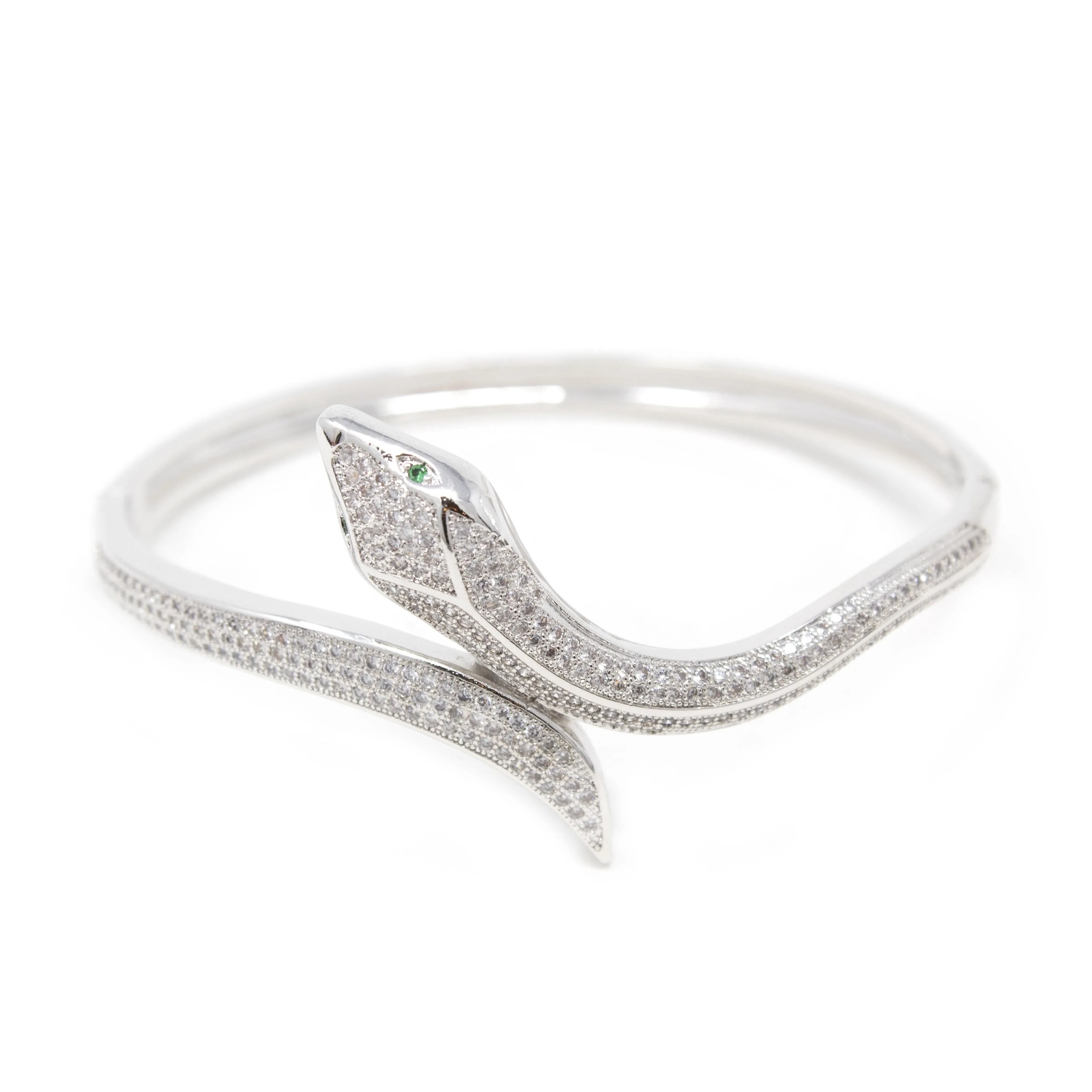 Rhodium Plated Snake Bangle