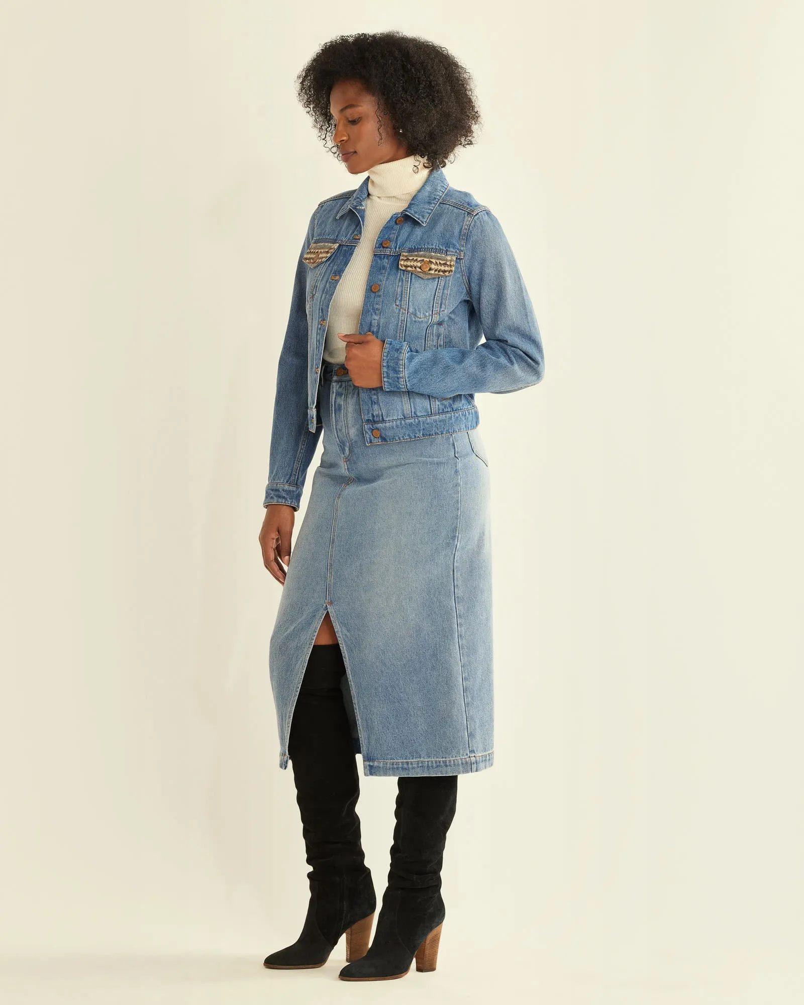 Women's Denim and Wool Jean Jacket