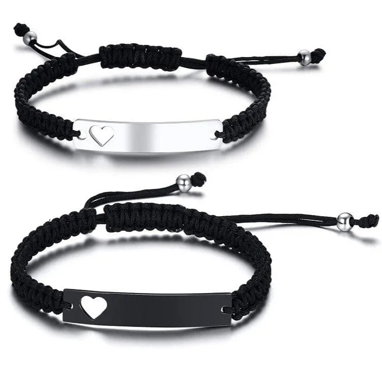 Personalized Heart Bar Bracelets