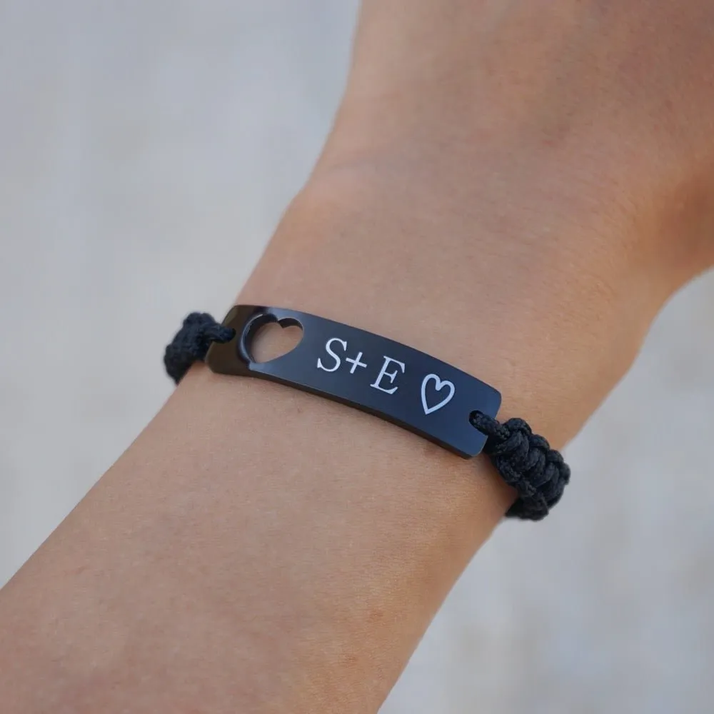 Personalized Heart Bar Bracelets