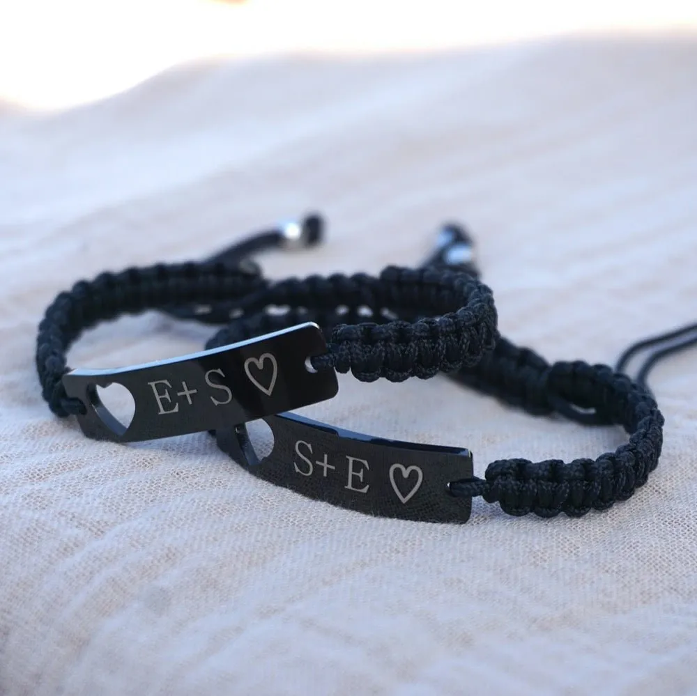 Personalized Heart Bar Bracelets