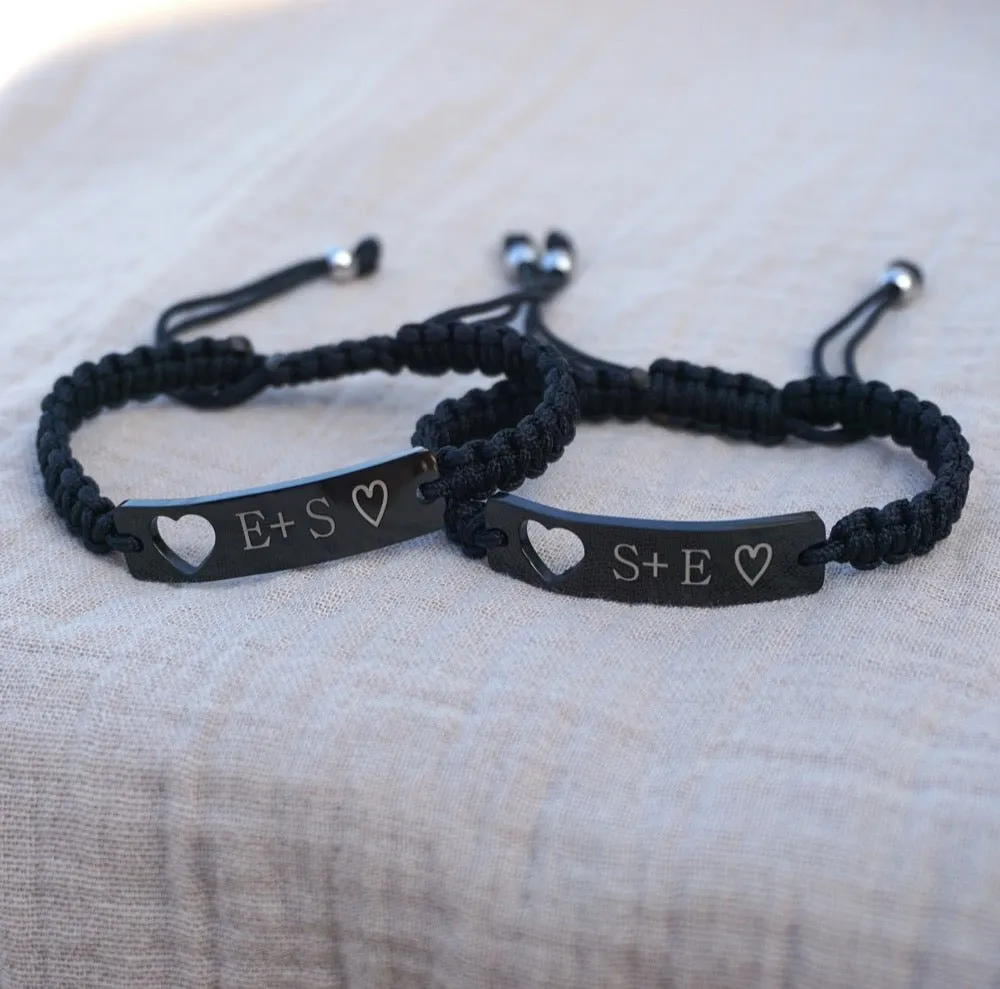 Personalized Heart Bar Bracelets