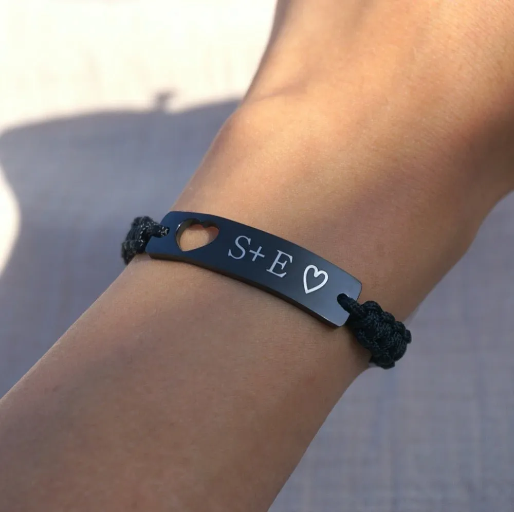 Personalized Heart Bar Bracelets