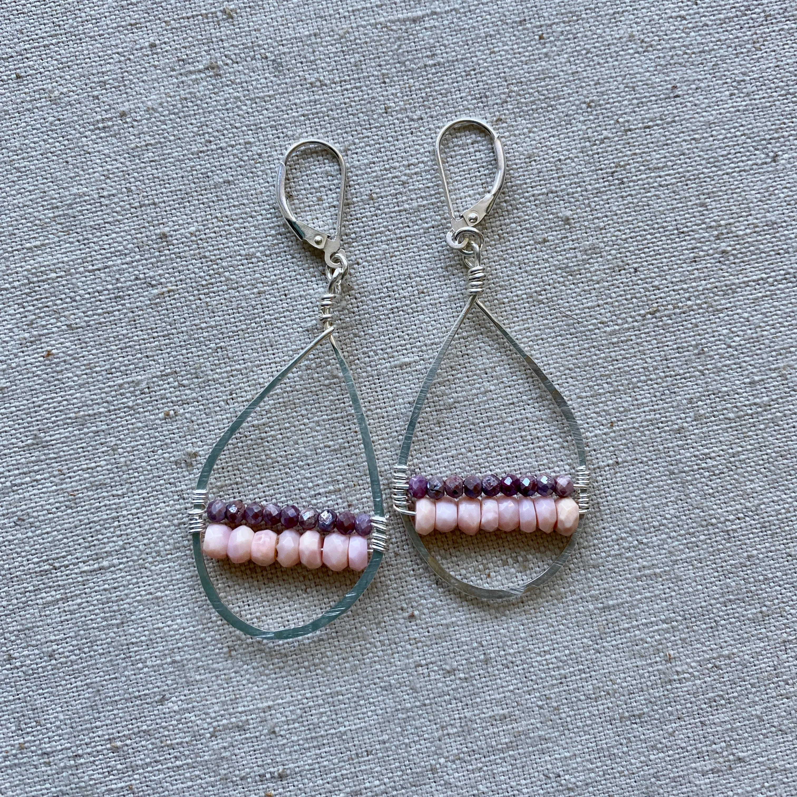 Peruvian Opal & Garnet Earrings