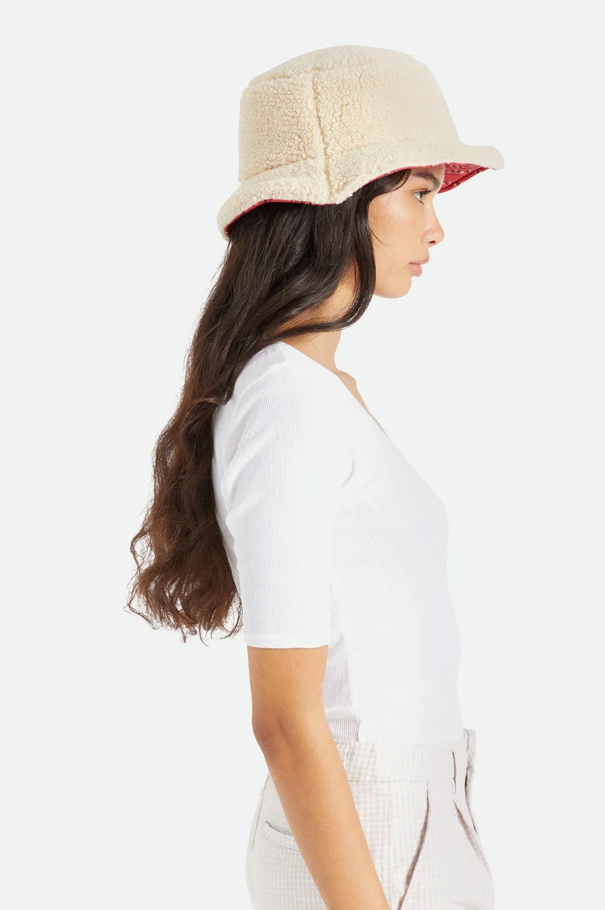 Versatile Reversible Bucket Hat - Floral/Sherpa