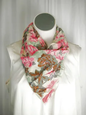 Vintage Pink & Gray Floral Scarf