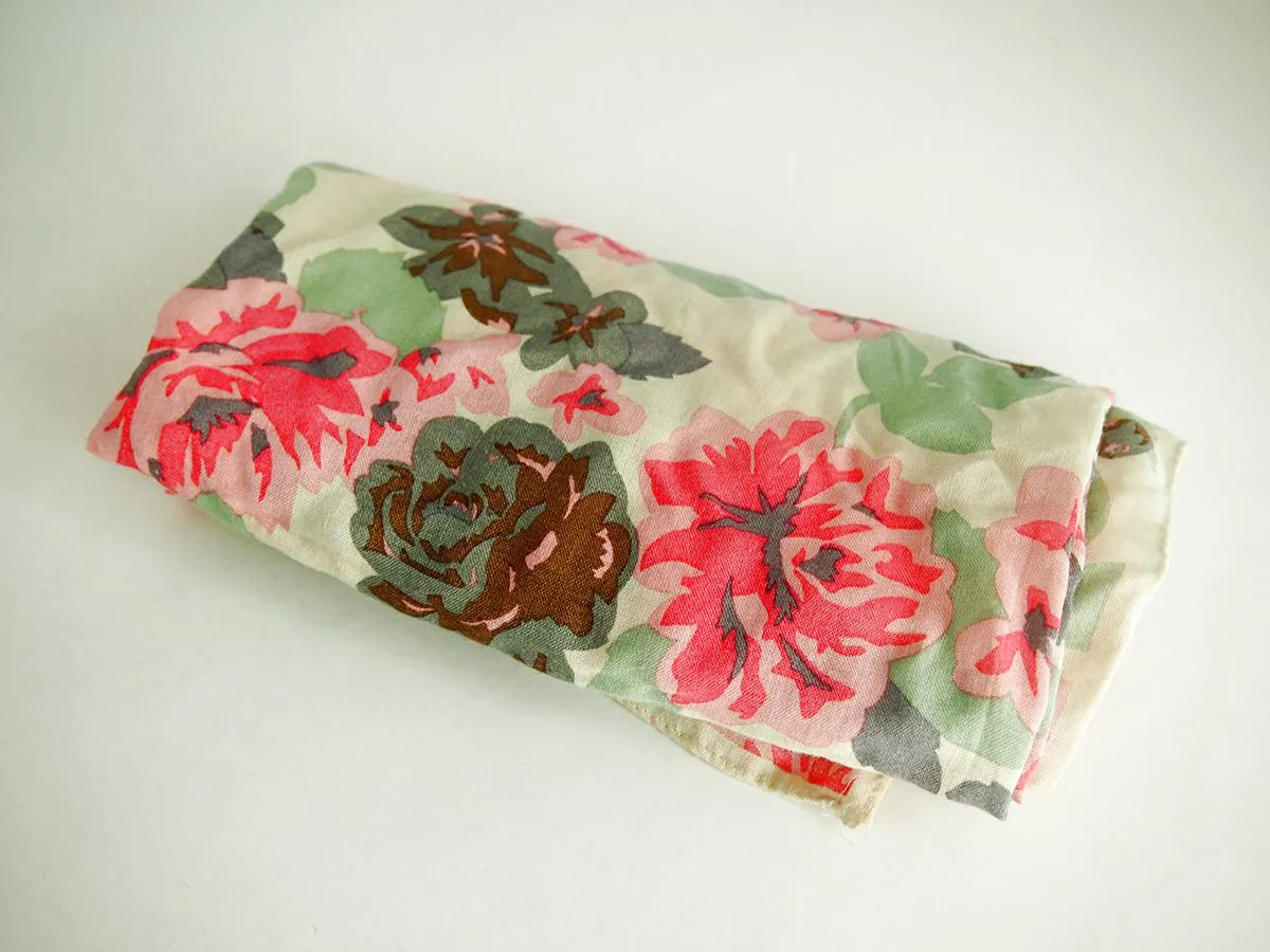 Vintage Pink & Gray Floral Scarf