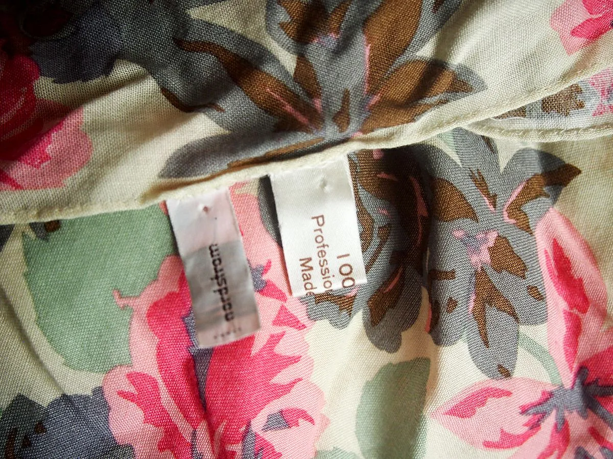 Vintage Pink & Gray Floral Scarf