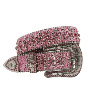 Pink Rhinestone Diamond Studded Belt