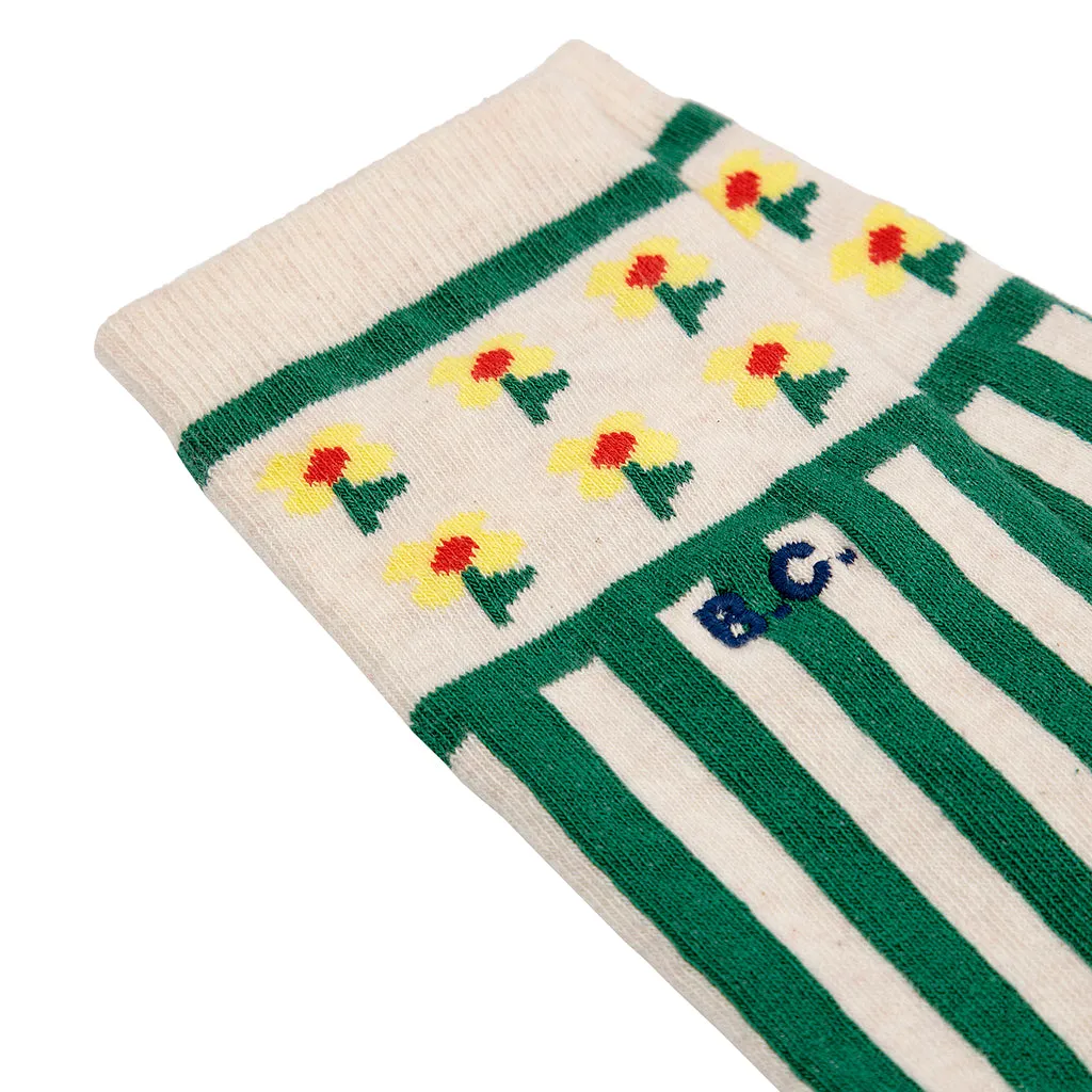 Bobo Choses Pixel Flower Long Socks for Adults - Green