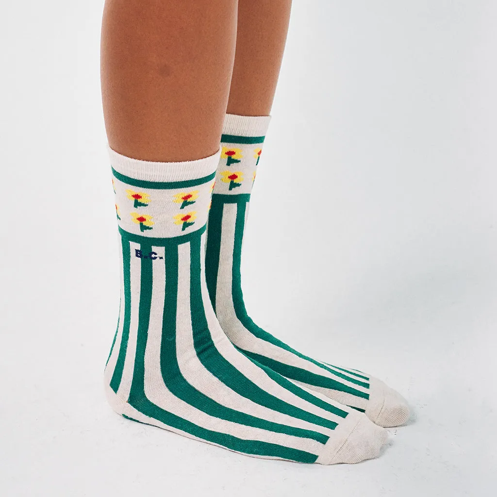 Bobo Choses Pixel Flower Long Socks for Adults - Green