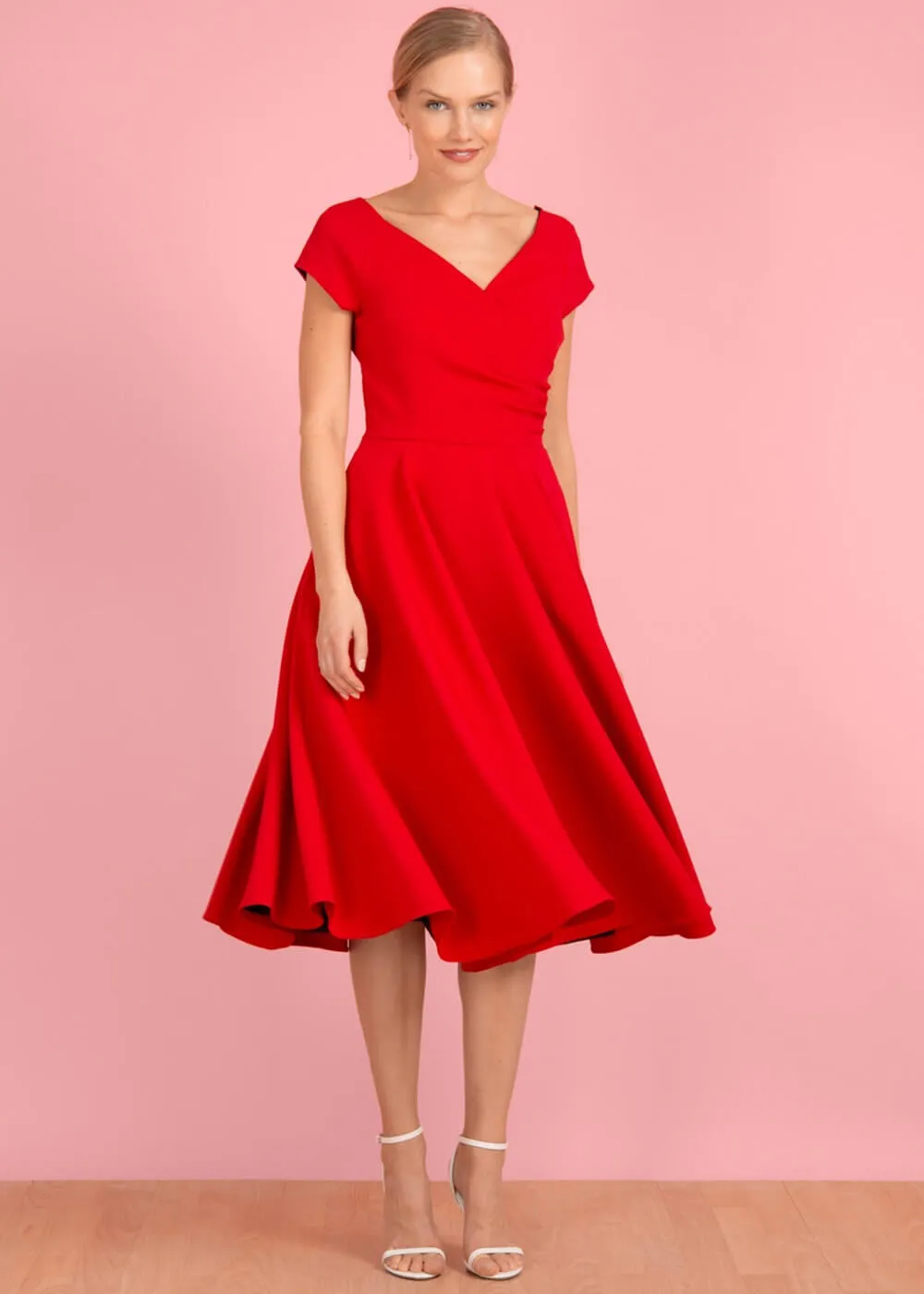 Hourglass Swing Dress in Red