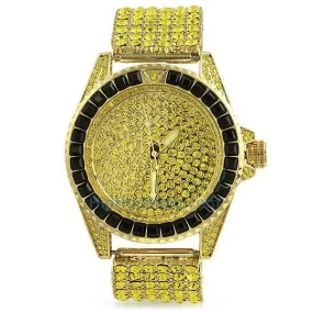 6 Row Princess Cut Bling Bling Lemonade Watch