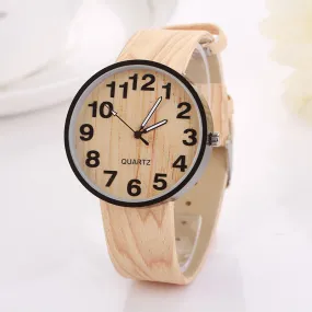 Promotional Gifts Simulation Wooden Relojes Women Men Watches Casual Clocks Wooden Color Leather Strap Watch Relogio