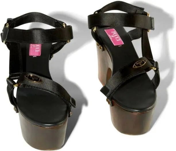 Black Wedge Sandals by PUCCI Crush Logo-Plaque