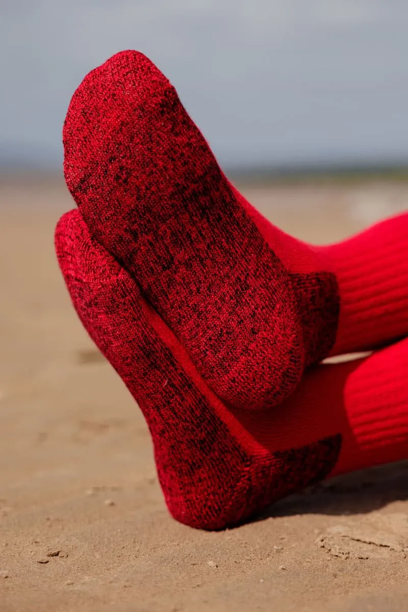 Red Merino Hiker Socks