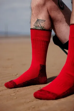 Red Merino Hiker Socks