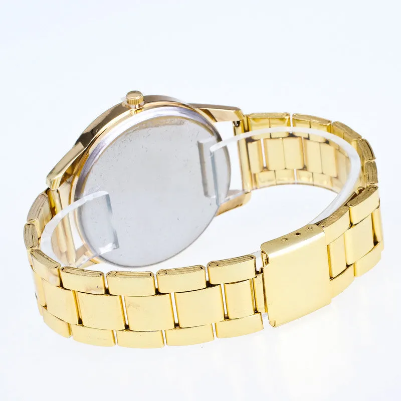 Gold Diamond Dial Analog Quartz Mens Wrist Watch