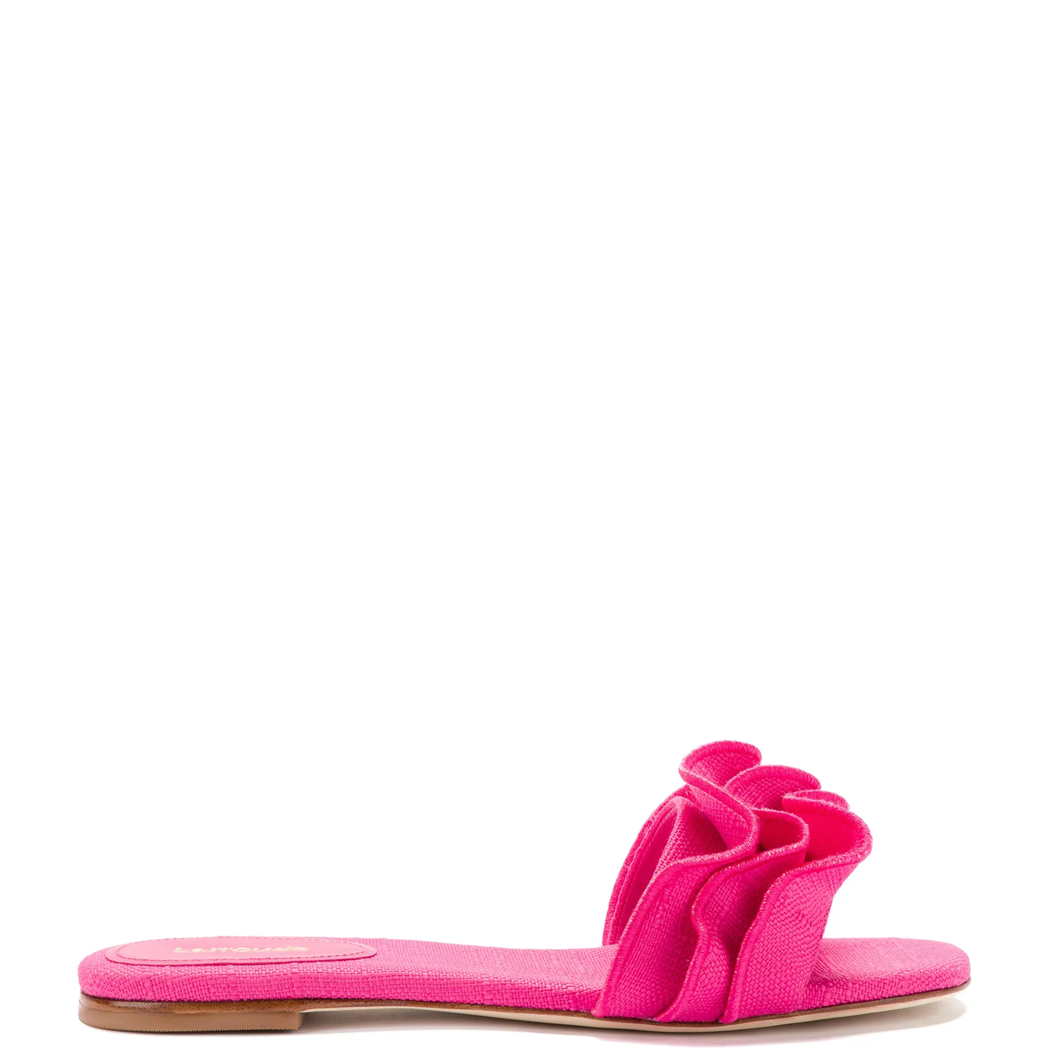 Pink Raffia Ivy Ruffle Flat Mule