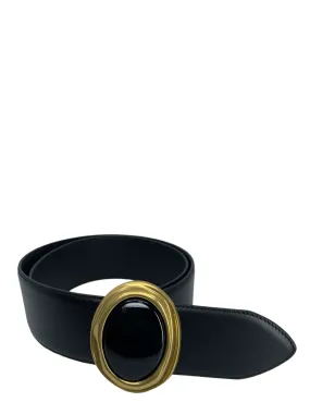 Cabochon Buckle Leather Belt by SAINT LAURENT Size 80