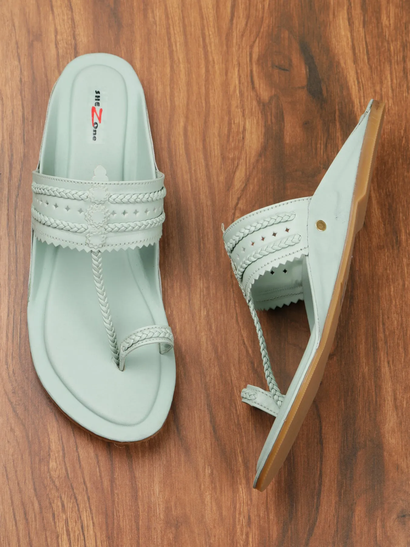 Sea Green Women Flats by Shezone