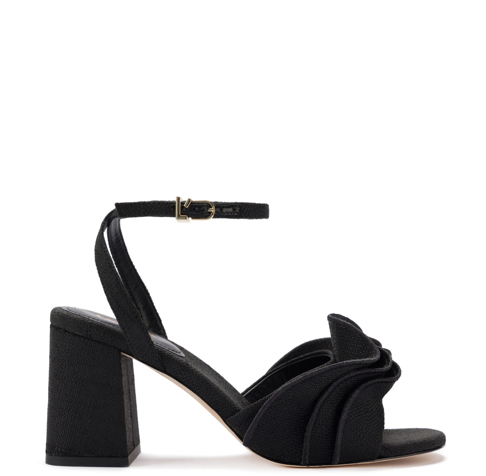 Selena Ruffle Sandal Black Raffia