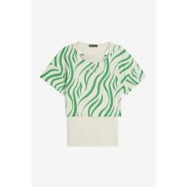 Green Women's Zebra Print Cropped Tank Top + T-Shirt Set