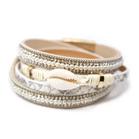 Chic CZ Leather Wrap Bracelet