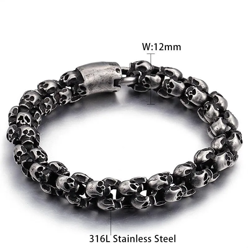 Steel Shiny Skull Charm Chain