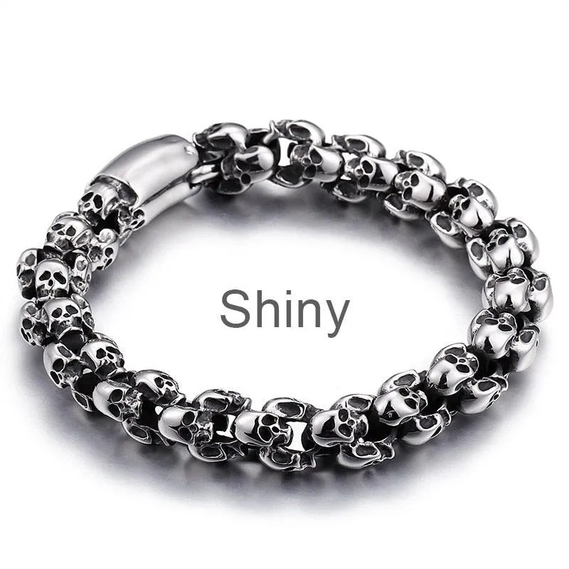 Steel Shiny Skull Charm Chain