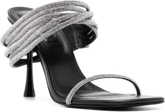 Simkhai Infinity 90mm Crystal-Embellished Leather Sandals in Black