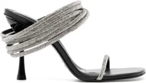 Simkhai Infinity 90mm Crystal-Embellished Leather Sandals in Black