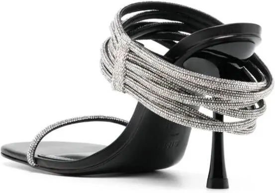 Simkhai Infinity 90mm Crystal-Embellished Leather Sandals in Black