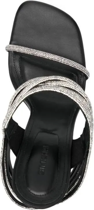 Simkhai Infinity 90mm Crystal-Embellished Leather Sandals in Black