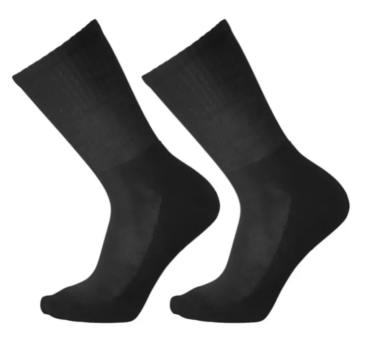 Black Smartwool Heathered Rib Crew Socks