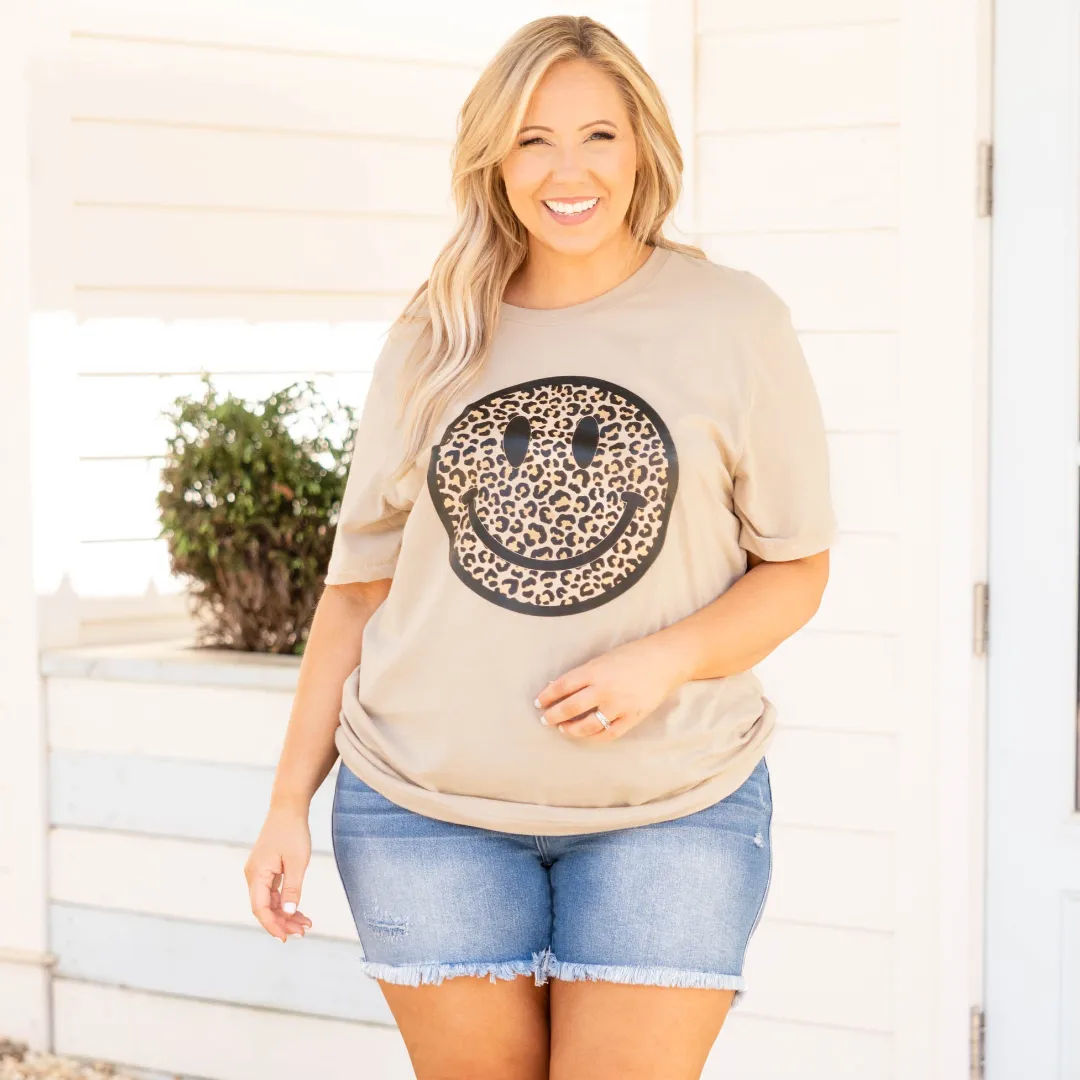 Tan Smiley Face Tee