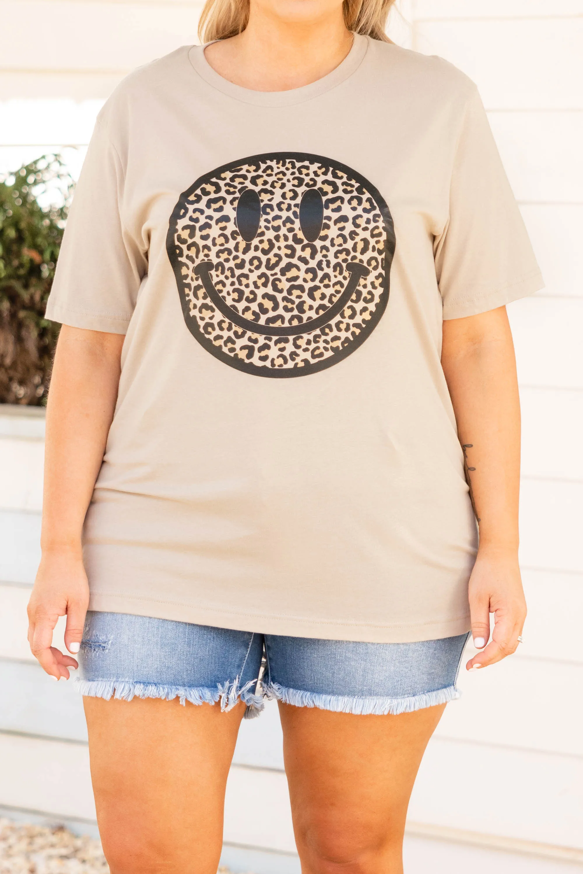 Tan Smiley Face Tee