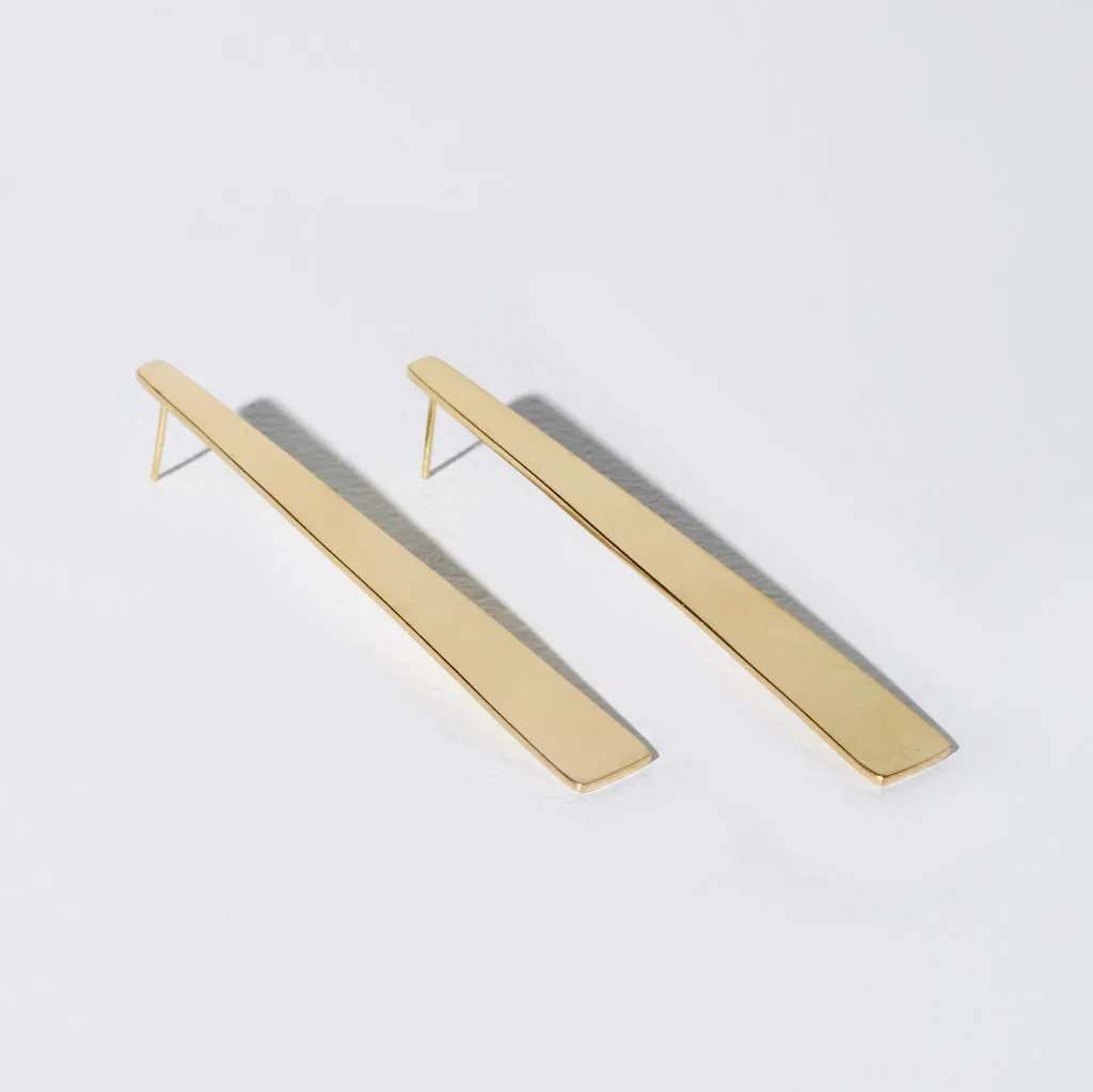 Brass Smooth Path Statement Earrings