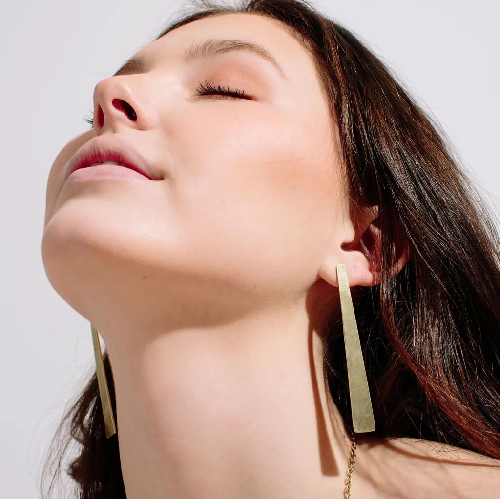 Brass Smooth Path Statement Earrings