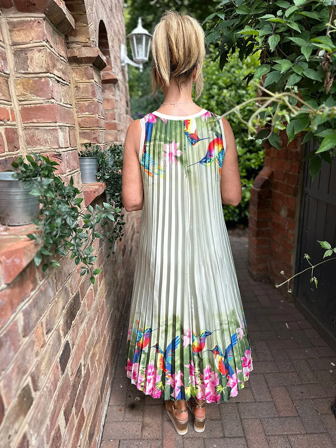 Sophia Sage Kingfisher Floral Pleated Dress