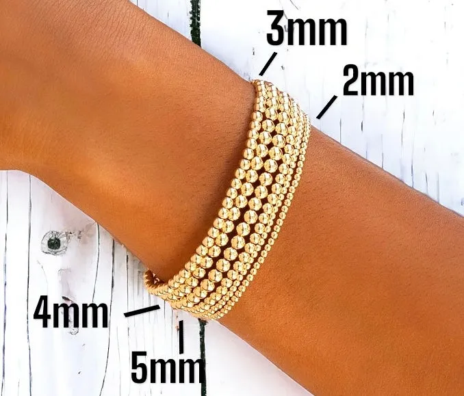 Stack of Three 18k Gold Filled 3mm Beads Bracelets