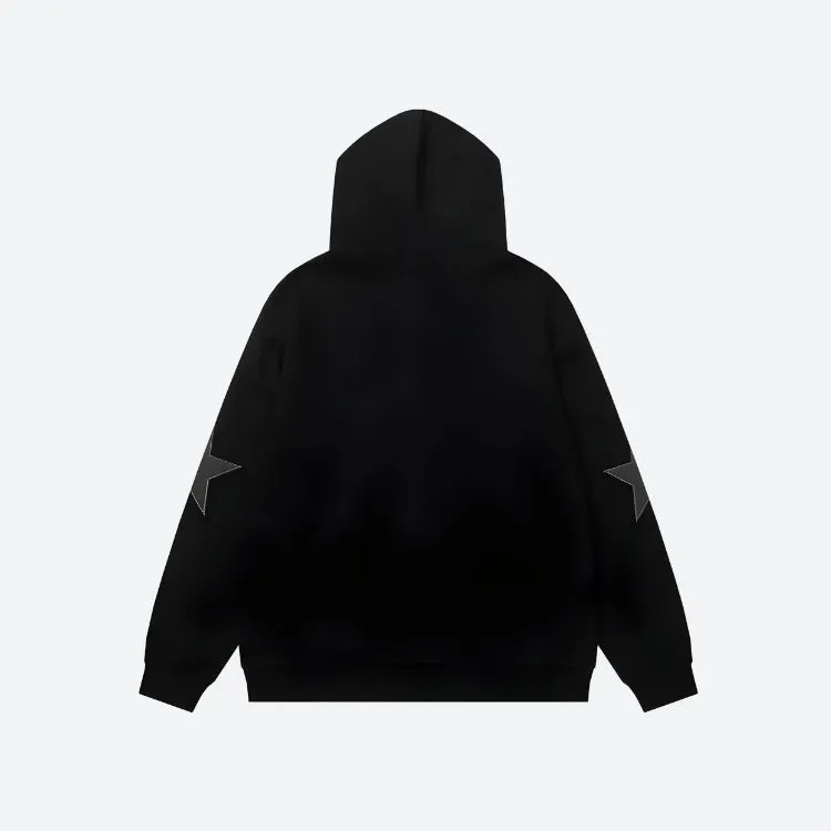 Zip-Up Hoodie with Y2K Star Patch