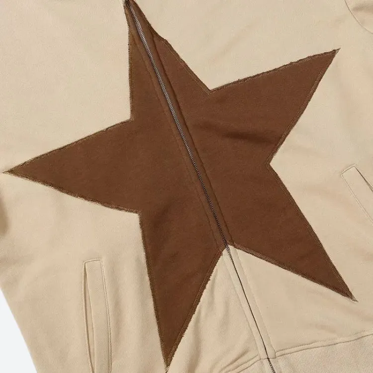 Zip-Up Hoodie with Y2K Star Patch