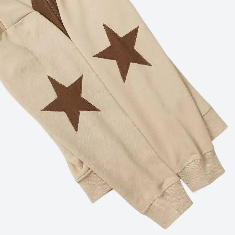 Zip-Up Hoodie with Y2K Star Patch