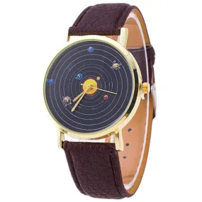 Milky Way Stars Print Watch Men Women Faux Leather Casual Watches Quartz Clock